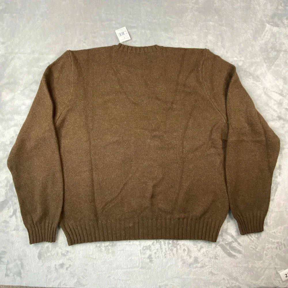 Polo Ralph Lauren Mens XXL Crewneck Sweater Fall Brown Cotton Knit Pony Logo NEW